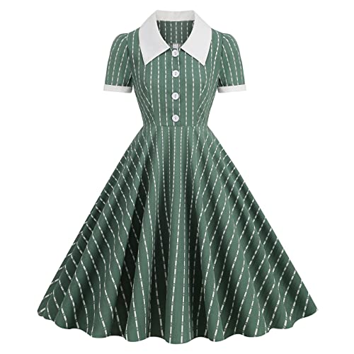 Kleider Damen Vintage Abendkleid Elegant Kleid mintgrün 50er 60er Jahre Mode Cocktailkleid Sommer Swing Petticoat Kleid A Line skims Dress kurz Freizeitkleid festlich Rockabilly Ballkleid von Generisch