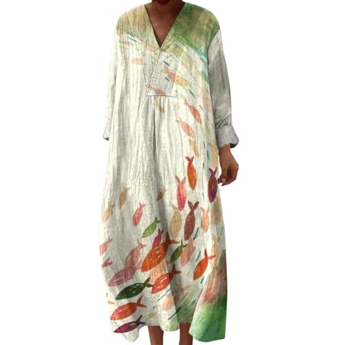 Kleider Große Größen, Midikleid Damen Sommer, Strandkleid Lang Maxikleider V Ausschnitt Sommerkleider Leicht Und Luftig Boho Kleid Elegante Midikleid Freizeitkleid, Monatsabrechnungen Anzeigen von Generisch