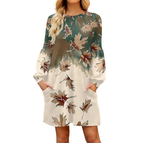 Kleider Winter Damen Elegant A-Linien Tunika Kleid Damen Langarm mit Taschen Damenkleider Kurz mit Muster Freizeitkleider Rundhalsausschnitt Lose Blusenkleid Frauen Leicht Herbstkleid Kleider Winter Damen Elegant A-Linien Tunika Kleid Damen Langarm mit Taschen Damenkleider Kurz mit Muster Freizeitkleider Rundhalsausschnitt Lose Blusenkleid Frauen Leicht Herbstkleid von Generisch