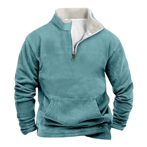 Kleidung Herren, Cord Pullover Warm Henley Sweatshirt Ohne Kapuze Männer Sweater Winter Arbeitspullover Herren Sweatshirt Oberteil Plovers Sweatshirt Weiß Bekleidung Pullover (XL, Turquoise) Generisch von Generisch