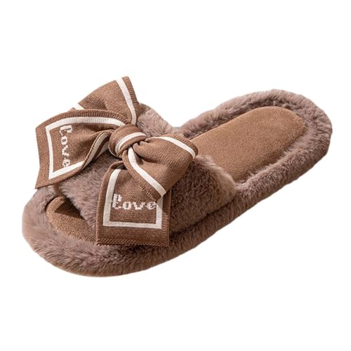 Klein Schuhe Damen Damen Öffnung Offene Spitze Außenhandel Bogen Weibliche Hause Hausschuhe Damen Schuhe Blau (Coffee, 42) von Generisch