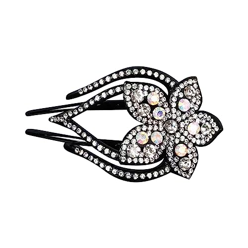 Kleine Dekorative Haarspangen Drei Zähne Clip Mama Haar Clip Hinterkopf Platte Haar Catch Top Haar-Accessoires Ring Schmuckkasten (White, One Size) von Generisch