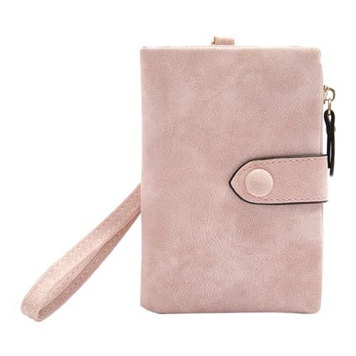 Kleine Geldbörse für Damen, Leder, Handgelenk, mit Kartenfächern, Ausweisfenster, Reißverschluss, transparente Kosmetiktasche, RD1, Einheitsgröße von Generisch