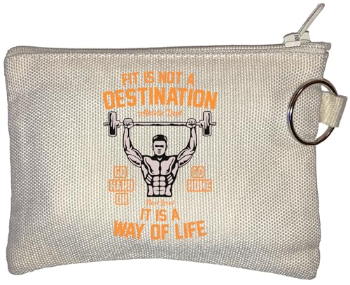 Kleine Geldbörse mit Aufschrift "Fit is Not A Destination It is A Way of Life Go Hard Or Go Home", Beige, beige, Einheitsgröße von Generisch