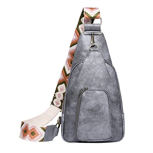 Kleine Gürteltasche für Damen, Leder, Umhängetasche, Brusttasche für Damen, Herren, Kuriertasche, Aktentasche, grau, One size von Generisch