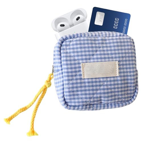Kleine Kosmetiktasche – Quadratische Kosmetiktasche für Damen – Quadratisch karierte Reißverschlusstasche Münzbörse Make-up Kopfhörer Tasche Münzbörse für Frauen, blau, Refer to description, Unisex Kleine Kosmetiktasche – Quadratische Kosmetiktasche für Damen – Quadratisch karierte Reißverschlusstasche Münzbörse Make-up Kopfhörer Tasche Münzbörse für Frauen, blau, Refer to description, Unisex von Generisch