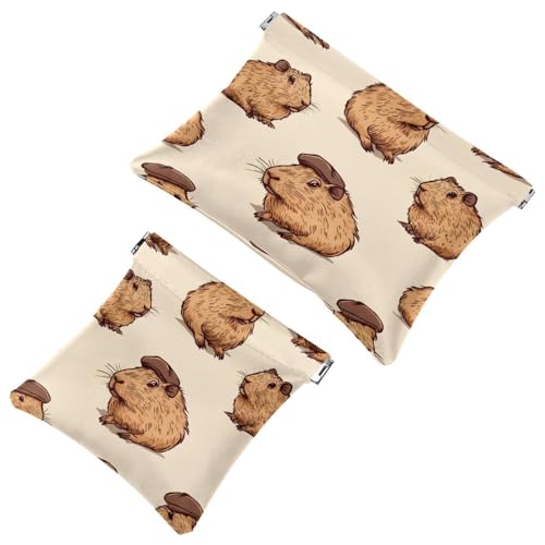 Kleine Kosmetiktasche mit Quetschverschluss, Reise-Make-up-Tasche für Geldbörse, kein Reißverschluss, selbstschließend, Mini-Make-up-Tasche für Frauen und Mädchen, niedliches Tier-Capybara, mit von Generisch