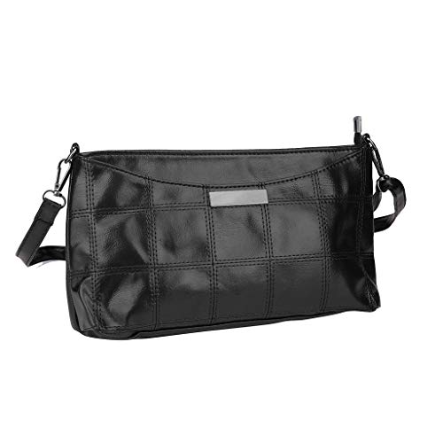 Kleine Kuriertasche, Handtasche, quadratisch, Leder, für Damen, Schultertasche, kariert, Tragetasche für Damen, Schwarz , Einheitsgröße von Generisch