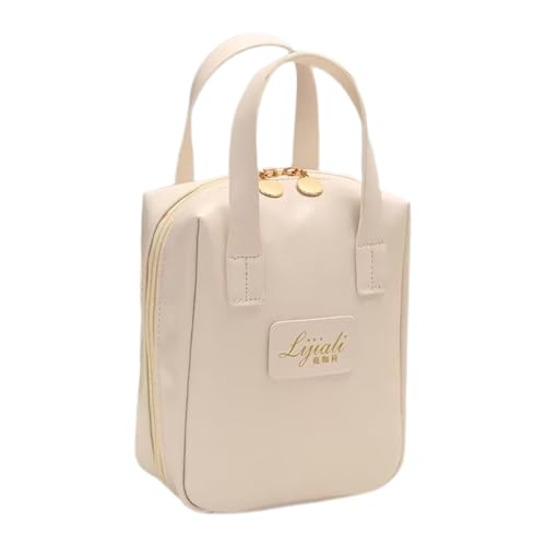 Kleine Leder-Make-up-Tasche,Leder-Make-up-Tasche,Make-up-Kosmetiktaschen-Organizer - Tragbare Tasche mit Trennwand und Griff, Kulturbeutel, Make-up-Aufbewahrung für Frauen und Mädchen von Generisch