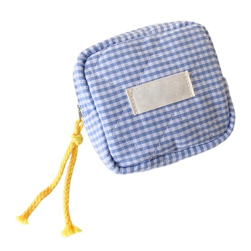 Kleine Make-up-Tasche, tragbare Lippenstift-Servietten, Aufbewahrungstasche, tragbare Kosmetiktasche für Damen, Münzbörse, quadratisch, kariert, Kosmetik-Organizer, blau, Refer to description, Unisex Kleine Make-up-Tasche, tragbare Lippenstift-Servietten, Aufbewahrungstasche, tragbare Kosmetiktasche für Damen, Münzbörse, quadratisch, kariert, Kosmetik-Organizer, blau, Refer to description, Unisex von Generisch