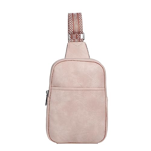 Kleine Tasche für Damen, Schultertasche für Damen, veganes Leder, Bauchtasche, Umhängetasche, Brusttasche für Damen, Kuriertasche, rose, Einheitsgröße, Reiserucksäcke von Generisch