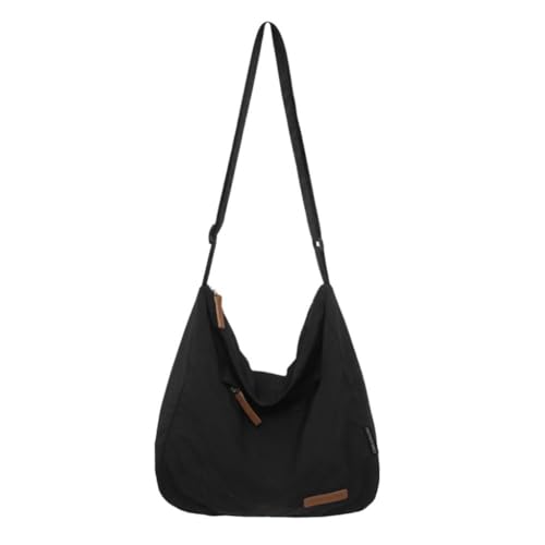 Kleine Umhängetasche, Halbmondtasche, Nylon, Kuriertasche, lässige Schultertasche für Damen, Schwarz, trendig, Gürtel, weiß, Einheitsgröße von Generisch