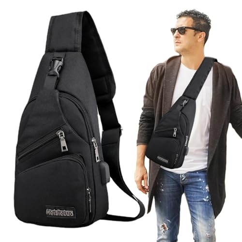 Kleine Umhängetasche für Damen - Herren Geldbörse Umhängetasche | Mit USB-Anschluss, Kopfhöreranschluss, verstellbarem Riemen, wasserdichter Freisprech-Geldbörse, lässiger Tagesrucksack von Generisch