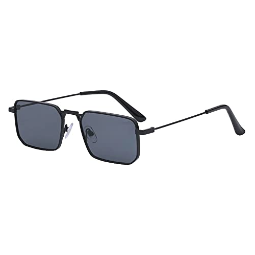Kleine rechteckige Sonnenbrille für Herren, Punk-Sonnenbrille für Damen, mit Steampunk-Sonnenbrillen, Schwarz / Grau, With a box von Generisch