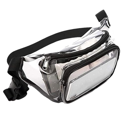 Kleine transparente Bauchtasche | Stadion-Gürteltasche – große transparente Hüfttasche für Damen, mit verstellbarem Riemen für Sportveranstaltungen, Konzerte, schwarz, siehe Beschreibung, Unisex, von Generisch
