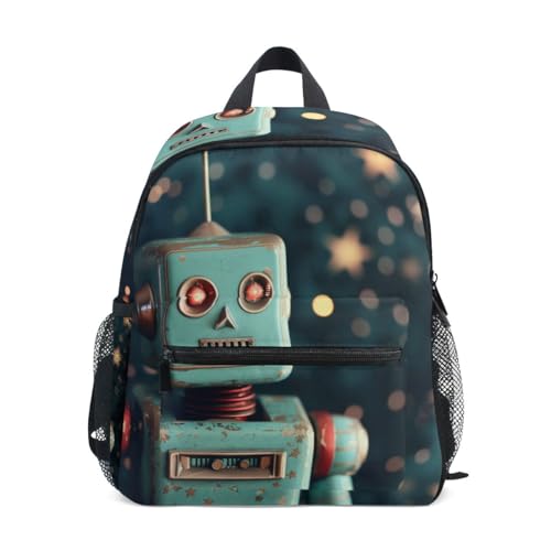 Kleiner Schulrucksack, Schulranzen, Rucksack Schule für Kinder, blauer Roboter, Kleinkinder, Vorschule, Schultasche, Kindergarten, Grundschultasche für Jungen und Mädchen, S von Generisch