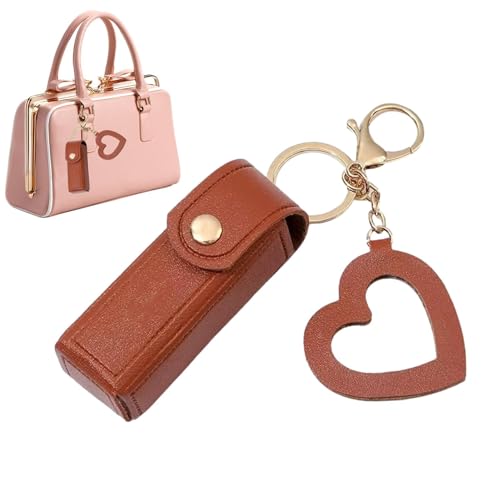 Kleines Lippenstift-Etui, Schlüsselanhänger, Leder-Lippenstift-Geldbörse, Lippenstift-Tasche für Damen, Lippenstift-Halter für Lippenstift, Lipgloss, Parfüm und Fingernagelpolitur, coffee, Refer to Kleines Lippenstift-Etui, Schlüsselanhänger, Leder-Lippenstift-Geldbörse, Lippenstift-Tasche für Damen, Lippenstift-Halter für Lippenstift, Lipgloss, Parfüm und Fingernagelpolitur, coffee, Refer to von Generisch