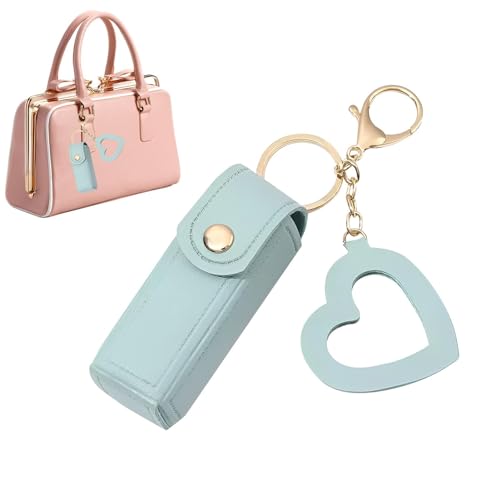 Kleines Lippenstift-Etui, Schlüsselanhänger, Leder-Lippenstift-Geldbörse, Lippenstift-Tasche für Damen, Lippenstift-Halter für Lippenstift, Lipgloss, Parfüm und Fingernagelpolitur, hellblau, Refer to Kleines Lippenstift-Etui, Schlüsselanhänger, Leder-Lippenstift-Geldbörse, Lippenstift-Tasche für Damen, Lippenstift-Halter für Lippenstift, Lipgloss, Parfüm und Fingernagelpolitur, hellblau, Refer to von Generisch