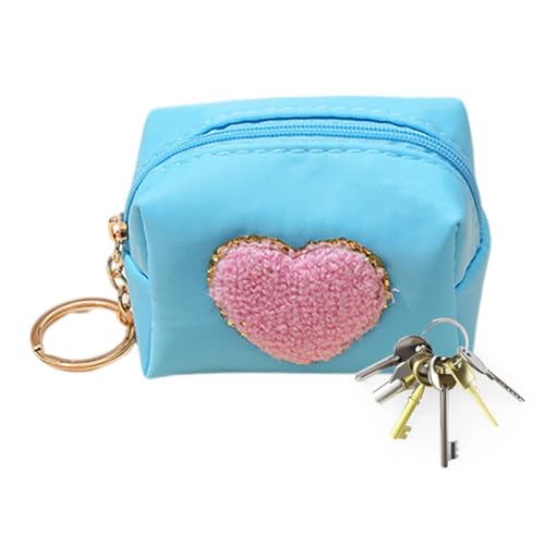 Kleingeldbörse für Münzen, wasserdicht, niedliche Hand-Münzgeldbörse mit Stickerei-Design, Mehrzweck-Tasche, Schlüsselanhänger, Münztasche, niedlich, wasserdicht, für Mädchen, Damen, Blaues und pinkes von Generisch