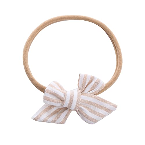 Kleinkind Baby Mädchen Gestreifte Drucke Stirnband Bowknot Elastisches Haarband Für Kleinkinder Kopfwickel Turban Damen (Khaki, One Size) von Generisch