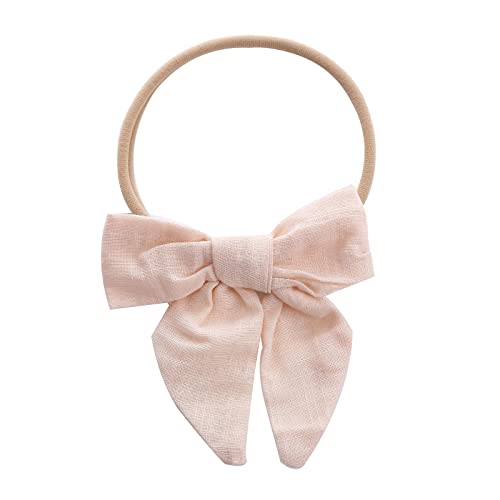 Kleinkind Baby Mädchen einfarbig Stirnband Bowknot elastisches Haarband für Kleinkinder Kindersportstirnband (Beige, One Size) von Generisch