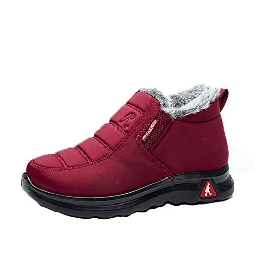 Kleinkind Jungen Schuhe Größe 5 Slip Winter Flach Splashing Plus Samt Warm Kurze Stiefel, rot, 38.5 EU von Generisch