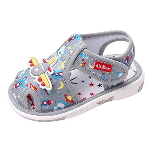 Kleinkind Schuhe Mädchen Sandalen Flachboden Nicht Slio Open Toe Slip Atmungsaktiv Weich Pattern Hausschuhe Ledersohle Damen (Grey, 24 Toddler) von Generisch
