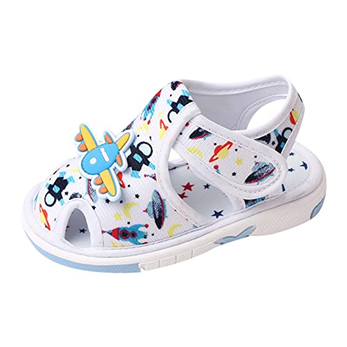 Kleinkind Schuhe Mädchen Sandalen Flachboden Nicht Slio Open Toe Slip Atmungsaktiv Weich Pattern Hausschuhe Ledersohle Damen (White, 22 Toddler) von Generisch