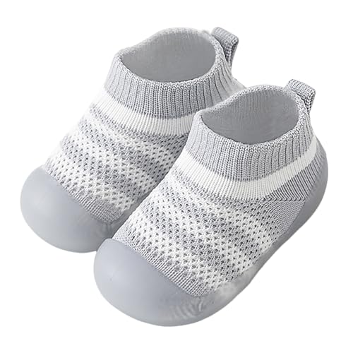 Kleinkinder Mädchen Jungen Kinder Freizeitschuhe Mesh Soft Bottom Atmungsaktive Slip On Sportschuhe Socken Schuhe Lauflernschuh (Grey, 22.5 Toddler) von Generisch