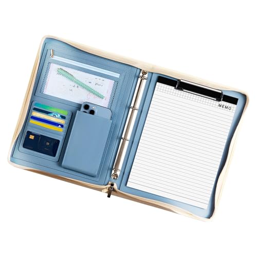 Klemmbrettmappe | Leder-Padfolio-Ordner | Business-Rechtsdokumenten-Organizer | Leder-Padfolio für Männer und Frauen, Padfolio mit Reißverschluss, Folio-Ordner mit A4-Notizblock und Ordner für von Generisch