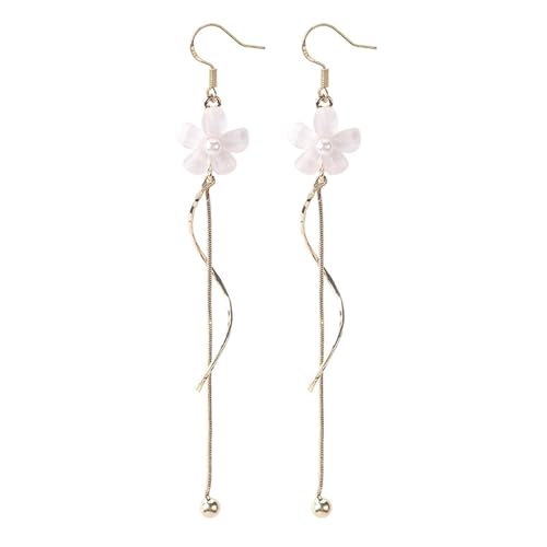 Kletterohrringe Für Damen 925 Silber Nadel Frische Weiße Gänseblümchen Quaste Perle Ohrringe Diamantohrringe Für, Einheitsgröße, Kupfer, Kein Edelstein von Generisch