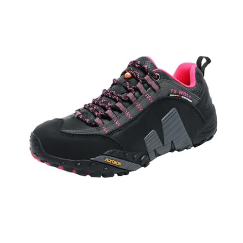 Kletterschuhe aus Frauen Echtleder atmungsaktive verschleißfeste leichte Anti-Rutsch Outdoor Wandern und Sport Reiseschuhe (Schwarz,37) von Generisch