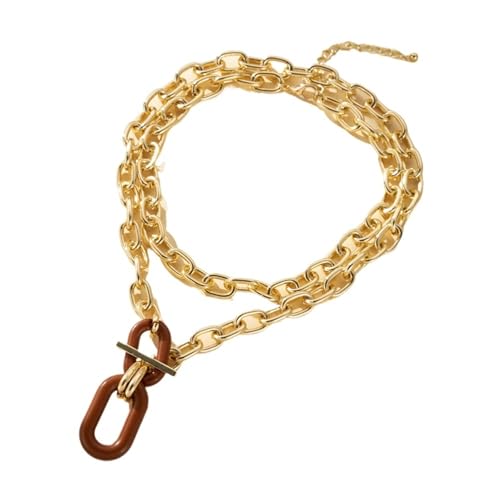 Klobige, elliptische Gliederhalskette – Statement-Anhänger, Choker, Einheitsgröße, Kunststoff, Achat Klobige, elliptische Gliederhalskette – Statement-Anhänger, Choker, Einheitsgröße, Kunststoff, Achat von Generisch
