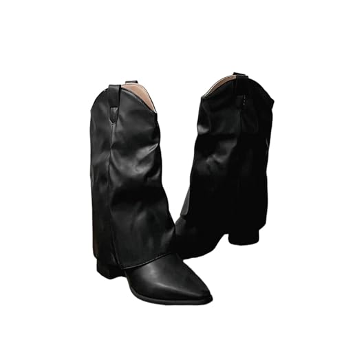 Kniehohe Damenstiefel mit spitzem Zehenbereich und dickem Absatz aus kuschelig weichem Leder für einen Street-Style-Look, perfekt für einen eleganten langen Bootie, Schwarz Short, 39 EU Kniehohe Damenstiefel mit spitzem Zehenbereich und dickem Absatz aus kuschelig weichem Leder für einen Street-Style-Look, perfekt für einen eleganten langen Bootie, Schwarz Short, 39 EU von Generisch