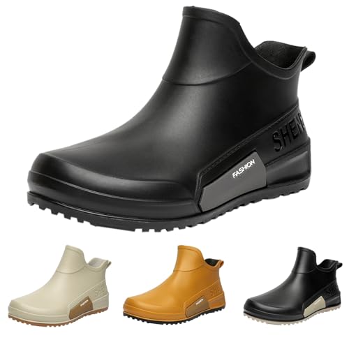 Knöchelgummistiefel für Damen und Herren, Thermo-Gummistiefel, Winter, kurz, wasserdicht, rutschfest, warm, Gummi, Regenstiefel, modische Fleece-Gummistiefel, Stiefel für Outdoor-Arbeit, Angeln, grau von Generisch