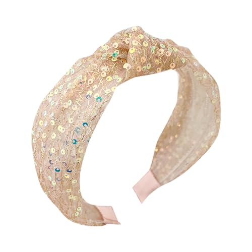 Knoten-Glitzer-Haarband, weiches Stirnband, Bar, Bühne, Singen, Tanz, Party, Stirnband, Glitzer-Haarschmuck für Damen und Mädchen, Haarband, Metall (Beige, Einheitsgröße) von Generisch