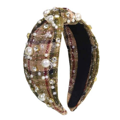 Knoten-Stirnbänder für Damen, geknotete Schleife, Stirnbänder mit modischem Haarschmuck für Frauen und Mädchen (Astyle kariert rot), Stirnbänder geknotet, C, 1 count (Pack of 1) von Generisch