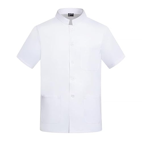 Kochjacke Herren Kurzarm Unisex Küche Uniform Bäckerjacke Küchebekleidung Arbeits Koch Schürze Poloshirt Set Hemd Kochschürze Mann Apron Men Weißer Anzug Arbeitsschürze Damen von Generisch