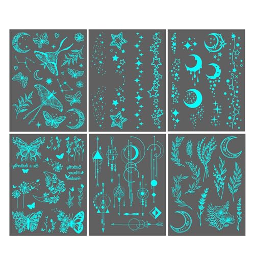 Körperlich Leuchtende Sticker | Körperkunst Hals Schlüsselbein Leuchtstern Aufkleber - Wasserdichte Künstlerische Fluoreszenz Dekoration Für Festliche Motiv-Events Und Partys von Generisch