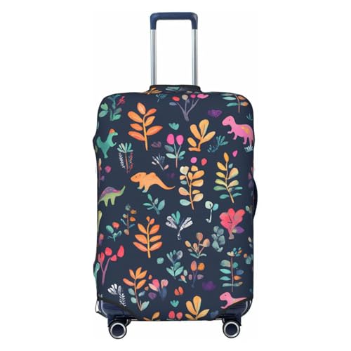 Kofferhülle mit Dinosaurier-Blume, Gepäckschutz, Waldblätter, elastisch, kratzfest, staubdicht, passend für 55,9 - 61 cm, mehrfarbig, S von Generisch