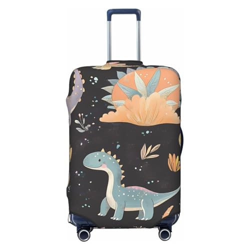Kofferhülle mit niedlichem Dinosaurier-Motiv, Cartoon-Dino, elastisch, kratzfest, staubdicht, passend für 55,9 - 61 cm, mehrfarbig, L von Generisch