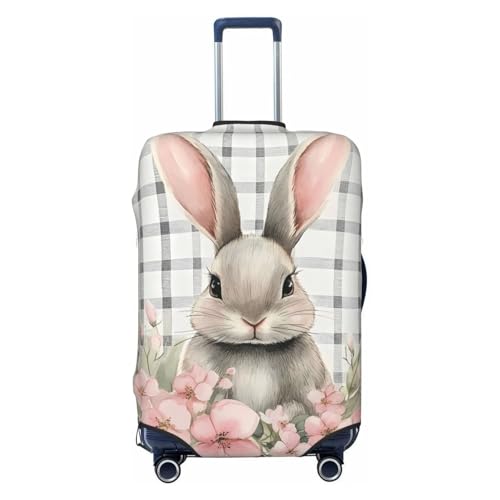 Kofferhülle mit niedlichem Hasen-Blumenmuster, Gepäckschutz, Kaninchen, Ostern, elastische Gepäckabdeckung, kratzfest, staubdicht, passend für 55,9 - 61 cm, mehrfarbig, S von Generisch
