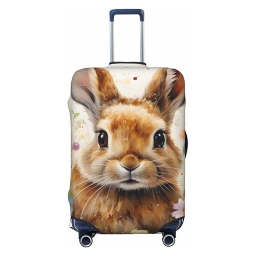 Kofferhülle mit niedlichem Hasenblumen-Design, Gepäckschutz, Kaninchen, Ostern, elastische Gepäckabdeckung, kratzfest, staubdicht, passend für 55,9 - 61 cm, mehrfarbig, M von Generisch