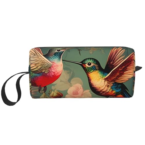 Kolibri-Make-up-Tasche, wasserabweisend, Reise-Kulturbeutel, Organizer für Damen und Herren, Federpfingstrose, Kosmetik-Aufbewahrungstasche mit Reißverschluss, tragbare kleine Werkzeugtasche von Generisch