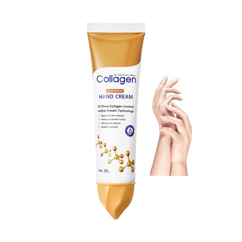 Kollagen Anti-Aging-Handcreme, Feuchtigkeitsspendend, 30g Collagen Handcreme Haut rissig Reparatur erweichen nähren Anti-Trocknung verjüngend feuchtigkeitsspendende Anti-Falten Hand Hautpflege von Generisch