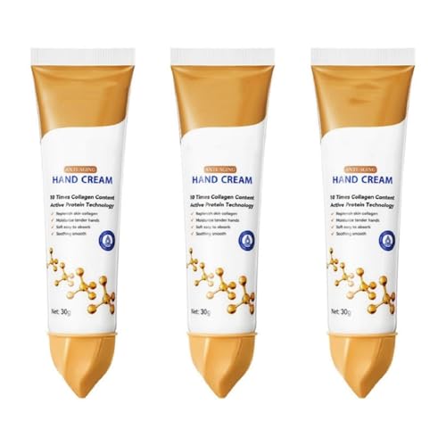 Kollagen-Anti-Aging-Handcreme, feuchtigkeitsspendendes und nahrhaftes Handcreme für trockene, rissige Haut, schnell absorbierende, nicht fettbezogene mit Feuchtigkeit, Reduzierung (3pcs) von Generisch
