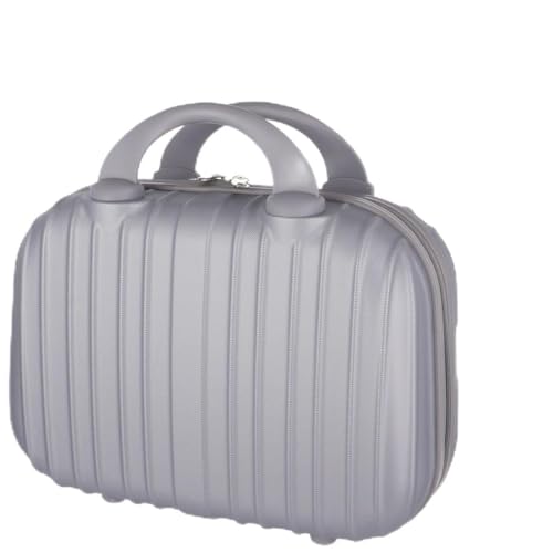 Kompakter Hartschalen-Make-up-Koffer, 33 cm, Reise-Organizer mit Gummiband, Bauchmuskel-Tragekoffer mit Anti-Rutsch-Pads, Silbergrau von Generisch