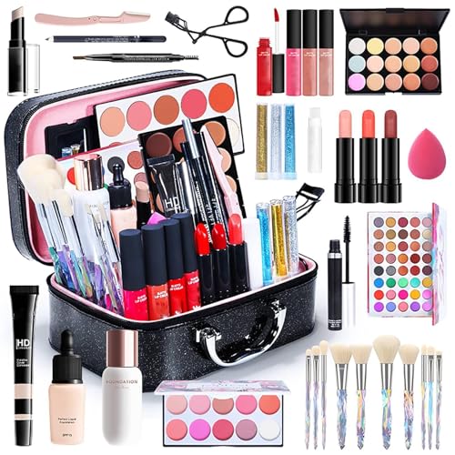 Komplettes Make-up-Set für Frauen und Mädchen – Mehrzweck-Make-up-Set, All-in-One-Make-up-Bundle | Starters Pros Beauty Cosmetic Gifttt Set All Includes Lipgloss Eyeshadow Eyeliner Lippenstifte Mehr von Generisch