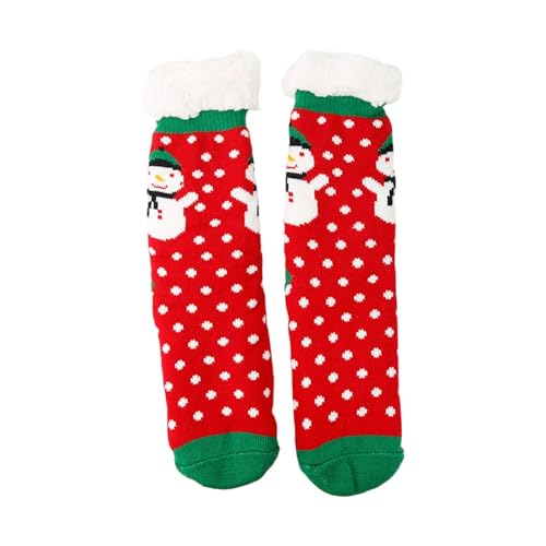 Korallenfleece Socken Damen Mittelrohr Warm Dick Stoppersocken Flauschig Haus Thermosocken Rutschfest Gemütlich Weich Kuschelsocken mit Weihnachten Drucken Elastisch Schlafsocken von Generisch