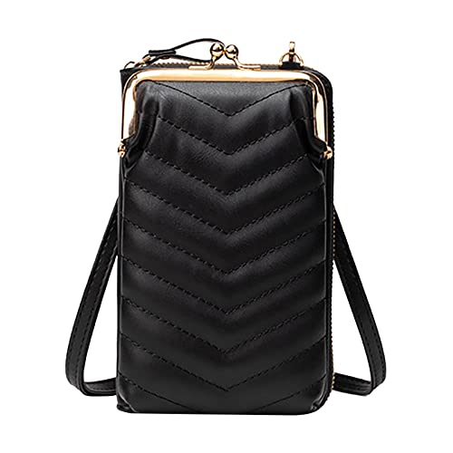 Koreanische Version von One Shoulder Kleine Tasche Mode Messenger Bag New Type Damen Touchscreen Handytasche Leder Umhängetasche, Schwarz , Einheitsgröße von Generisch